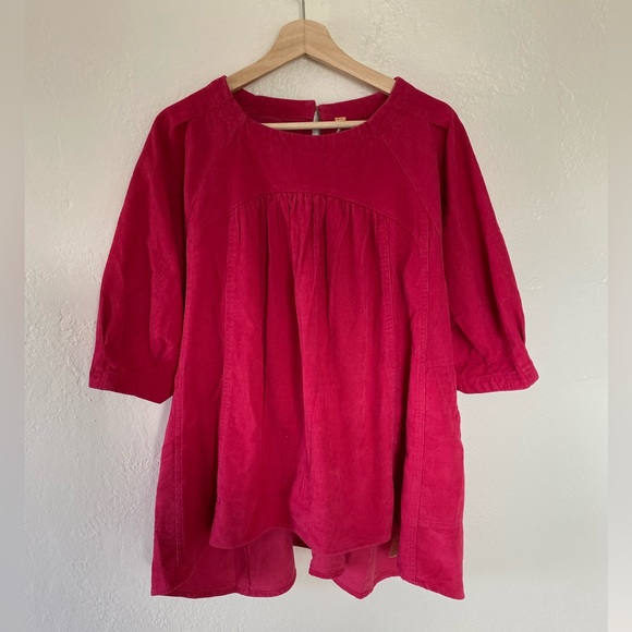 New Free People✨Memories of You Corduroy Top- Mademoiselle Pink - Picture 2 of 6